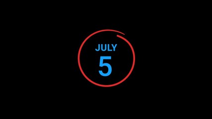 5th July calendar date Animation