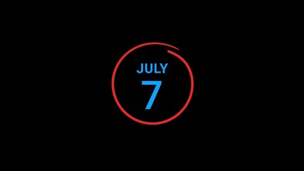 7th July calendar date Animation