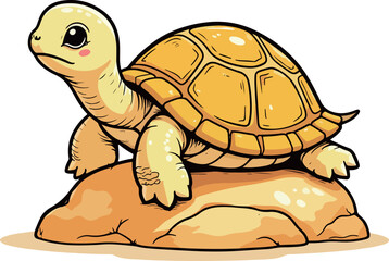 Yellow Tortoise on Rock