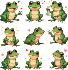 Fototapeta premium Cartoon Frogs Collection