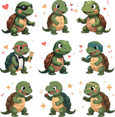 Obraz premium Cartoon Turtles Collection