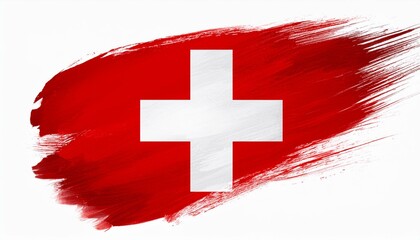 Switzerland background banner pattern template - Abstract brushstroke paint brush splash in the colors of swiss flag, isolated on white texture