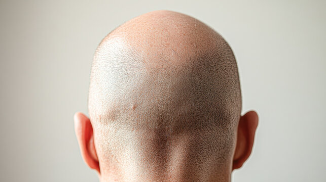 A bald man with a shaved head