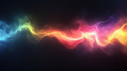 Fototapeta premium Vertical colorful electric line on black background with high contrast lighting