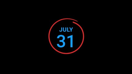 31th July calendar date Animation