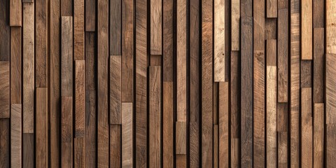 Textured wooden wall with varying shades and patterns, ideal for backgrounds.