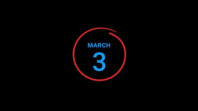 3th March calendar date Animation