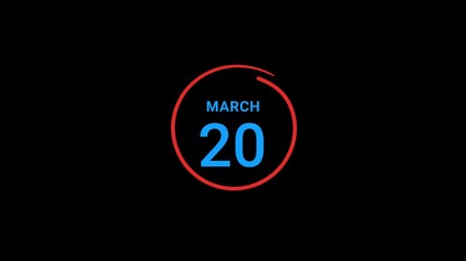 20th March calendar date Animation