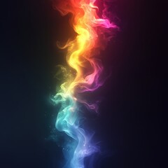 Fototapeta premium Vertical colorful electric line on black background with high contrast lighting