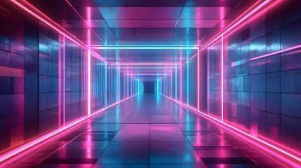Fototapeta premium Futuristic Holographic Art Glowing with Neon Lights in a Digital Dimension