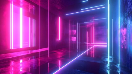 Fototapeta premium Futuristic Holographic Art Glowing with Neon Lights in a Digital Dimension