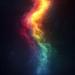 Obraz premium Vertical colorful electric line on black background with high contrast lighting