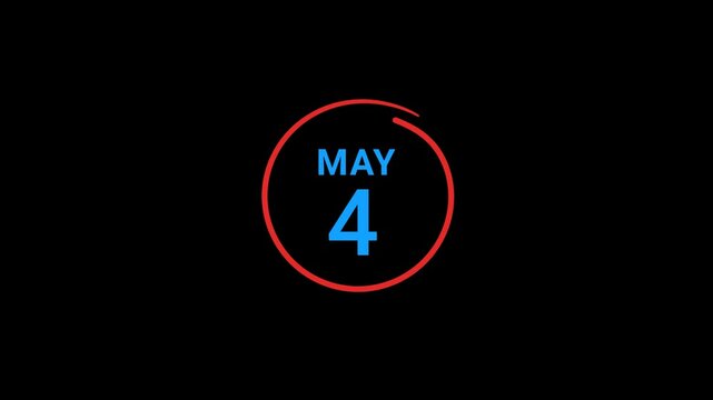 4th May calendar date Animation