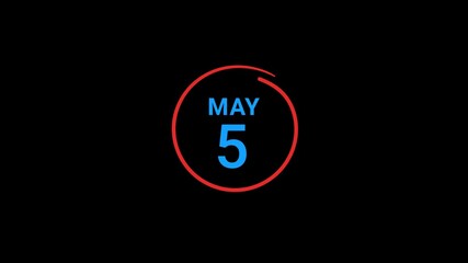 5th May calendar date Animation