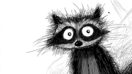 Obraz premium Anxious Raccoon: A Whimsical Cartoon Encounter. Generative AI