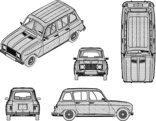 Vector sketch illustration of the silhouette of a classic vintage taxi car design, ethnic, urban transportation © nur
