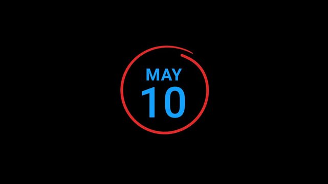 10th May calendar date Animation