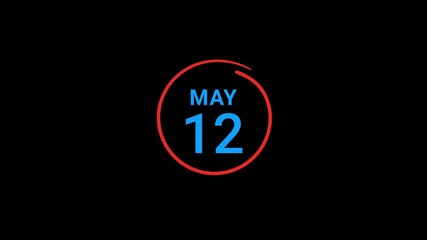12th May calendar date Animation