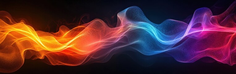Abstract colorful energy light streaks against a dark background