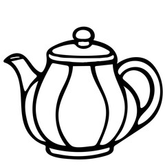 Tea pots and tea cups icon doodles