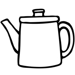 Tea pots and tea cups icon doodles