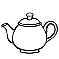 Tea pots and tea cups icon doodles