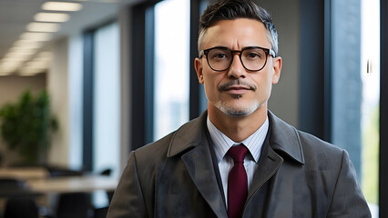 Fototapeta premium Professional portrait of a focused man in a business setting