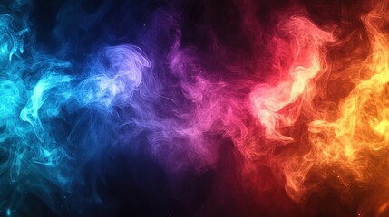 Vertical colorful electric line on black background with high contrast lighting