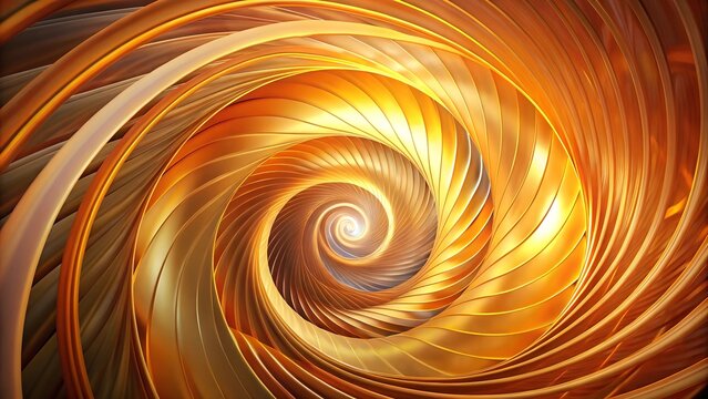 Elegant abstract spiral design featuring golden metallic textures and smooth curves