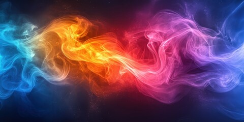 Fototapeta premium Vertical colorful electric line on black background with high contrast lighting