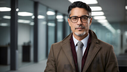 Professional portrait of a focused man in a business setting