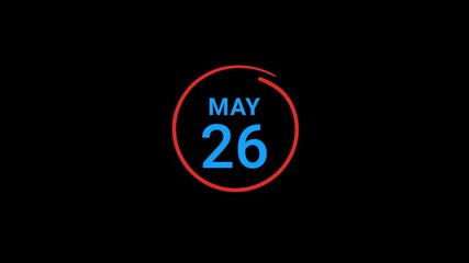 26th May calendar date Animation
