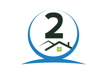 Letter 2 House Logo Design Template Inspiration, House Logo Vector Illustration.
