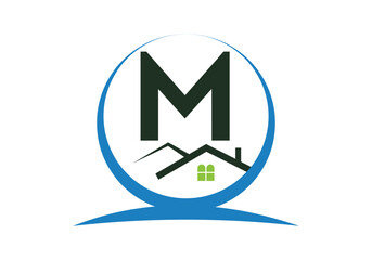 Letter M House Logo Design Template Inspiration, House Logo Vector Illustration.