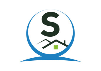 Letter S House Logo Design Template Inspiration, House Logo Vector Illustration.