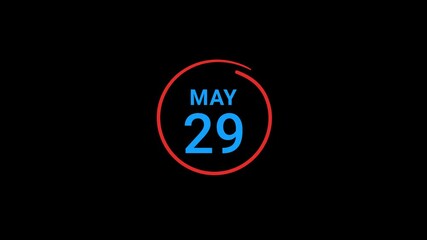 29th May calendar date Animation