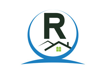 Letter R House Logo Design Template Inspiration, House Logo Vector Illustration.