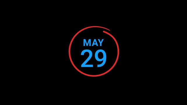 29th May calendar date Animation