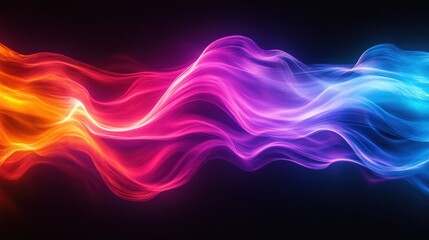 Abstract colorful energy light streaks against a dark background