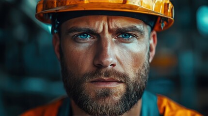 Fototapeta premium Electrician adjusting power station panel with focused expression and safety gear