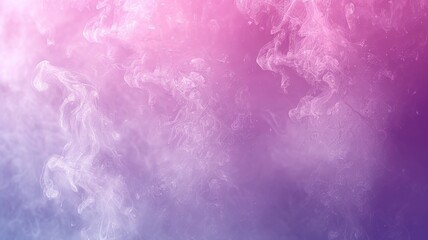 Fototapeta premium Watercolour banner, Soft and dreamy abstract background with swirling shades of pink and purple, resembling wisps of smoke or fog, for creating calm and serene atmosphere in design projects.