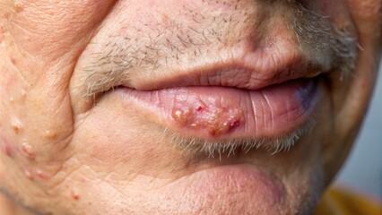 Close-up of a whitish patch on the inner cheek, representing a benign oral lesion, with subtle texture and vascular markings on a neutral background.