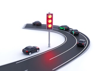 3d person crossing the road on the green traffic light. 3d image. White background.