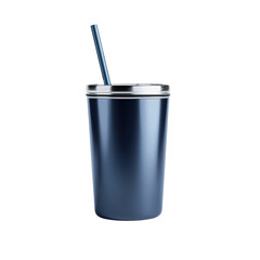 Stylish blue insulated tumbler with straw