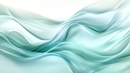 Abstract digital waves of light blues and soft greens, creating