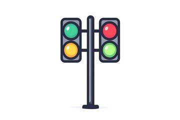 Traffic light illustration in flat design. Red light, yellow light and green light.