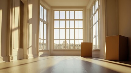 Fototapeta premium Moving, preparing in new home, apartment relocation, real estate deal, new life