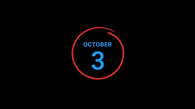 3th October Calendar date Animation