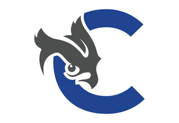 Obraz premium Night Owl Vector Icon with latter C