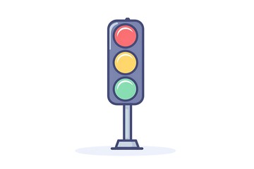Traffic light illustration in flat design. Red light, yellow light and green light.